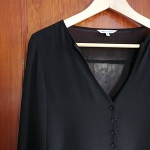 Black chiffon blouse with button details